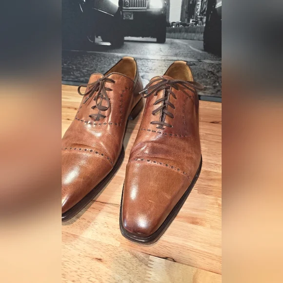 Magnanni Brown Cap Toe Oxford Dress Shoes 13 - Picture 5 of 5